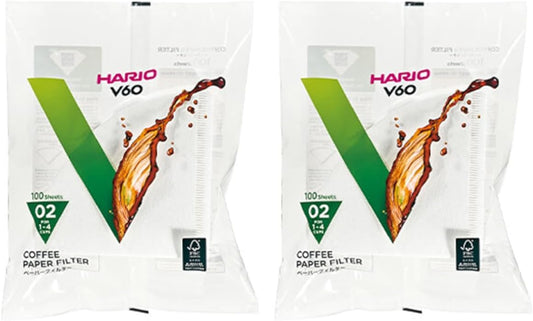 Hario V60 Paper Coffee Filter, Size 02, White, 200ct