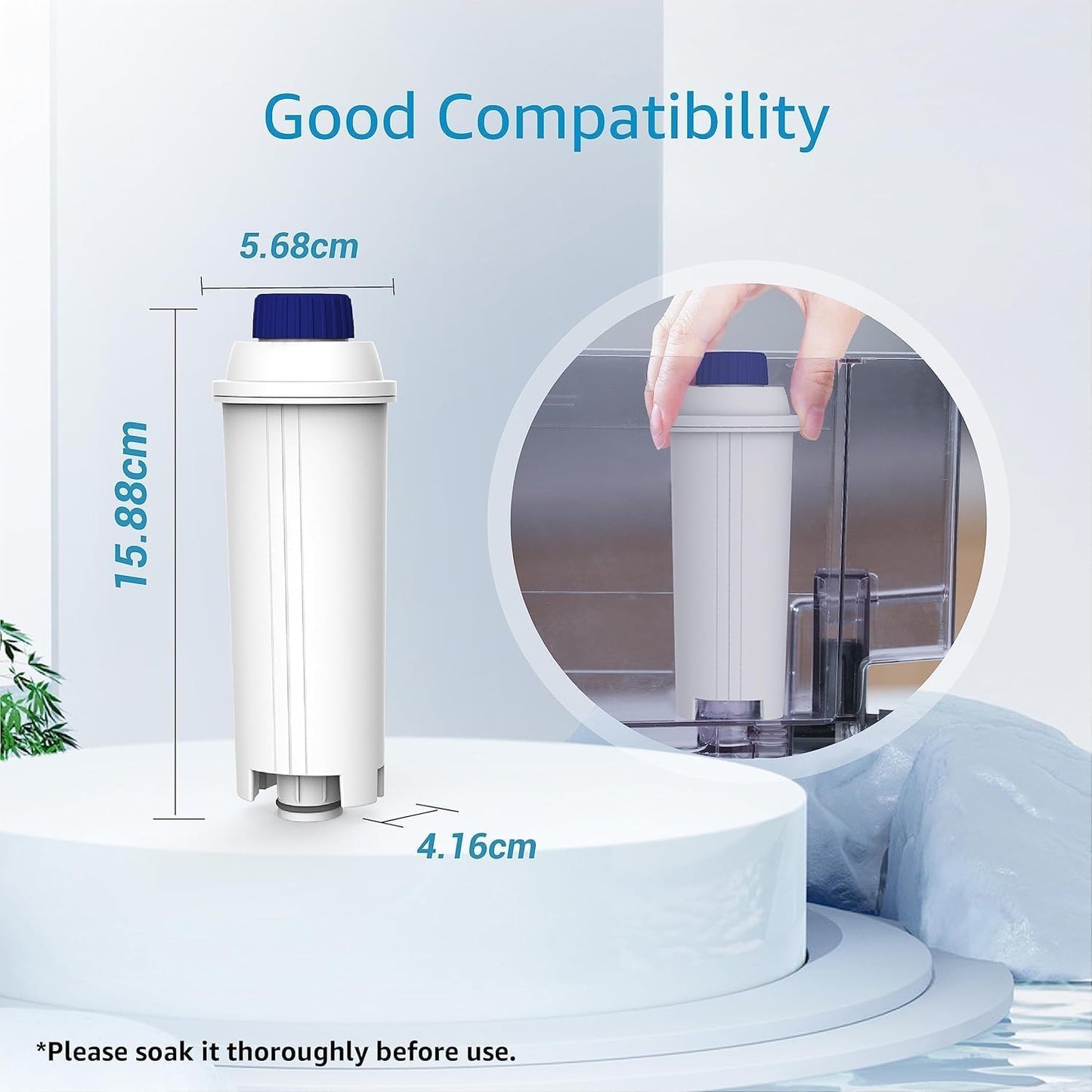 AQUA CREST Coffee Water Filter, Replacement for De'Longhi Filter, TÜV SÜD Certified, 5513292811, DLS C002, CFL-950, SER3017, ECAM/ETAM Series, EC680, BCO420 (Pack of 2）