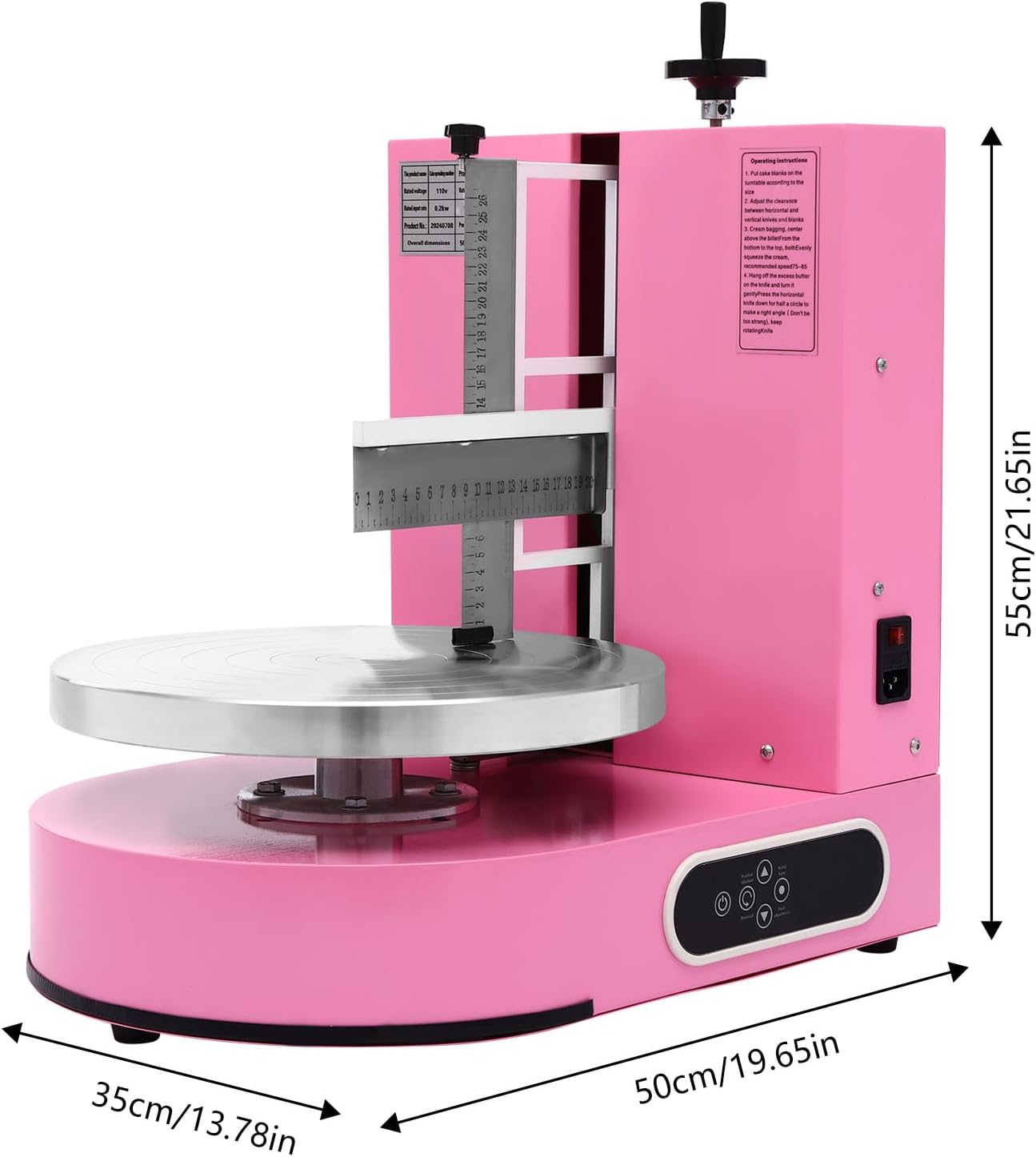 Automatic Cake Decorating Machine, Electronic Cream Coating Spreading Smooth Machine with Graduated Scraper 30-200RPM Rotating Speed,Cake Bread Spreader Machine for 4-12inch Cakes,Pink