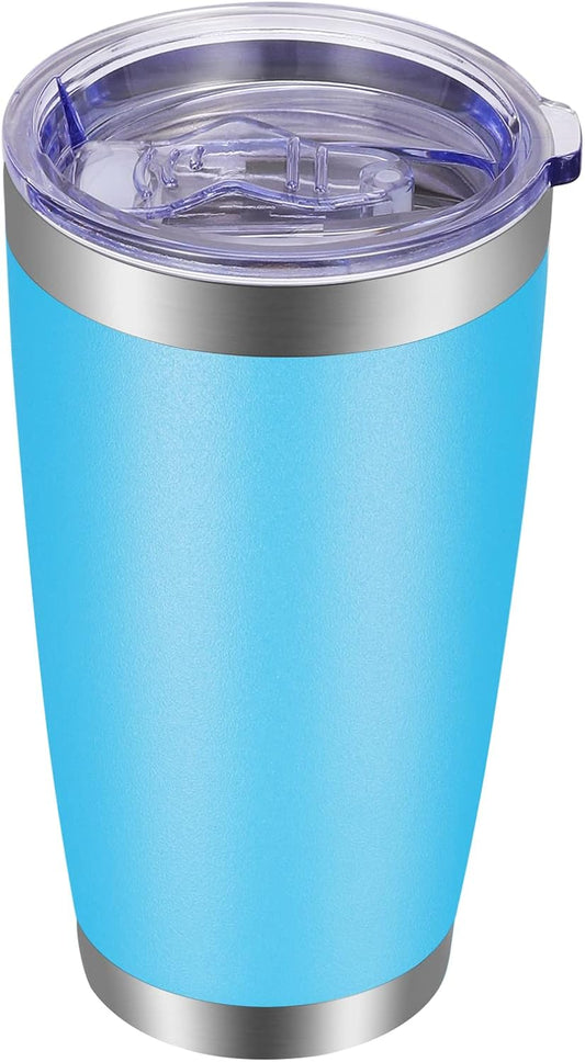 VEGOND 20oz Tumbler with Lid and Straw Stainless Steel Tumbler Cup Vacuum Insulated Double Wall Travel Coffee Mug Powder Coated Coffee Cup(Sky Blue 1 Pack)