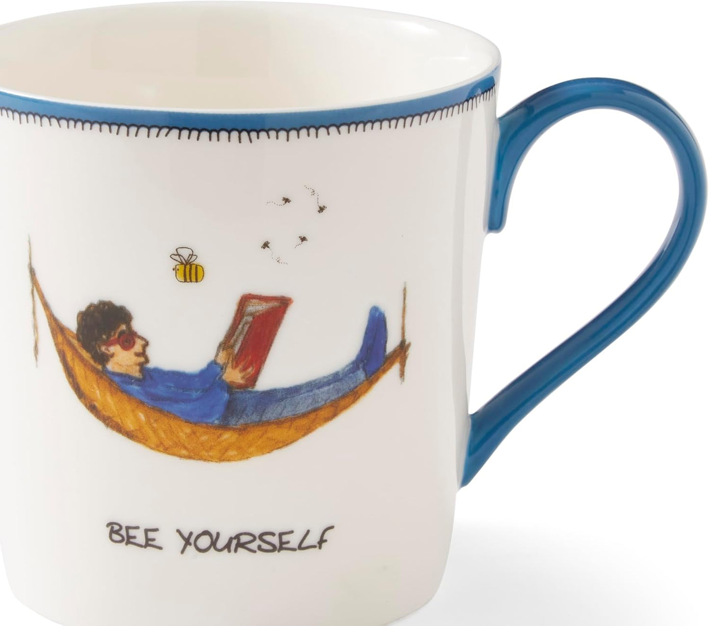 Spode Kit Kemp 12oz Doodle Mug | Bee Yourself- Unique Doodle Pattern | Fine China | Dishwasher Safe | For Coffee and Tea | Ideal Celebration Gift | Home or Office Use