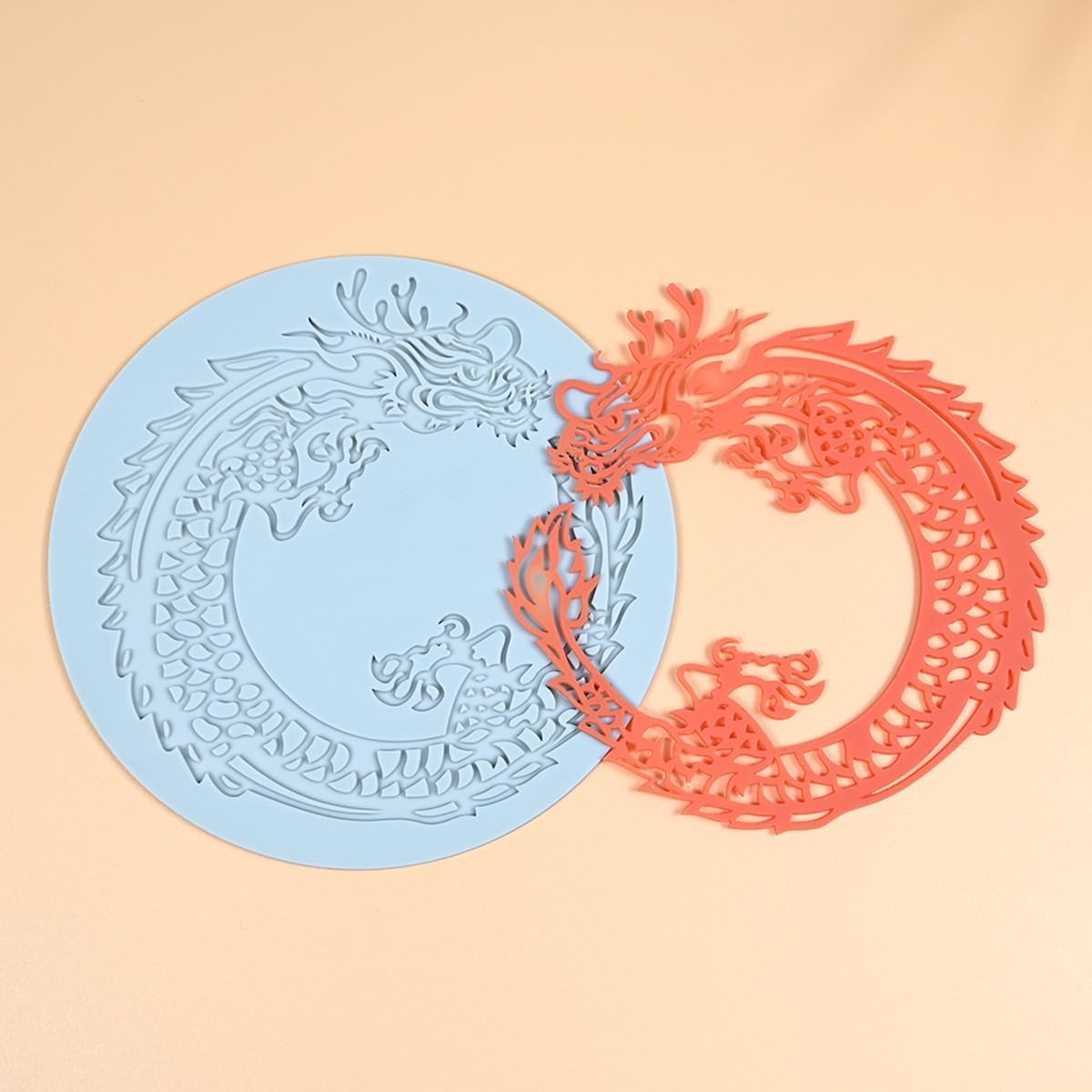 TUKE 3D Cake Lace Mold Fondant Silicone Mold Lace Mat Embosser Texture Silicone Mould Fondant Chocolate Stencil Border Bakeware Cake Decorating (J_ Dragon)