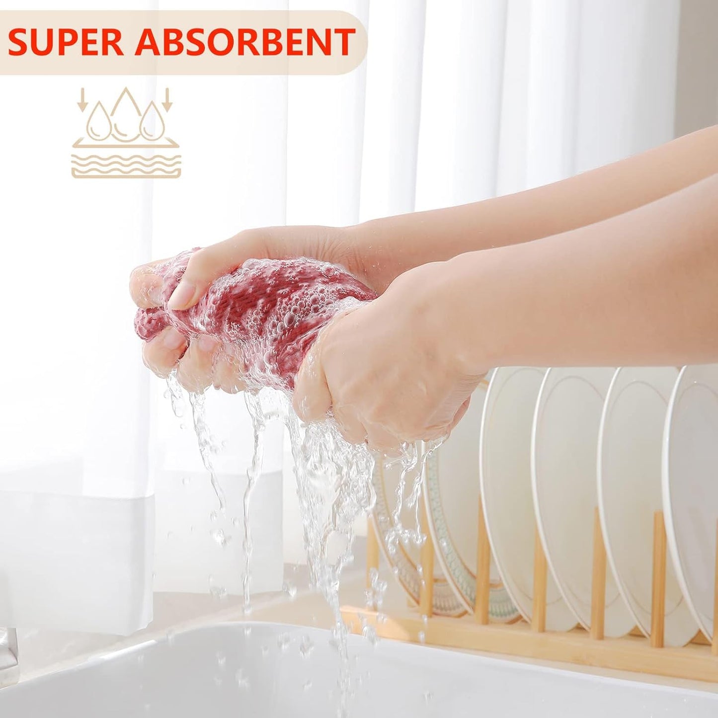 Homaxy 100% Cotton Waffle Weave Kitchen Dish Towels, Ultra Soft Absorbent Quick Drying Cleaning Towel, 13 x 28 Inches, 8-Pack, Brick Red