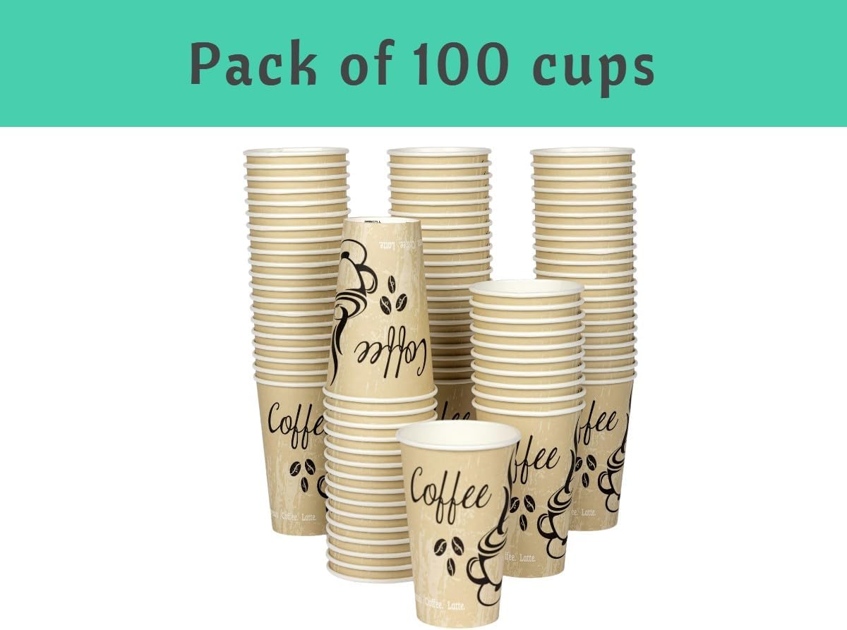 Smygoods Disposable Coffee Cups, To Go Paper Hot Cups, Classic Design (16 OZ, 100 Count) For Hot Beverages, Coffee, Tea, Espresso, Cocoa - Vasos Para Cafe