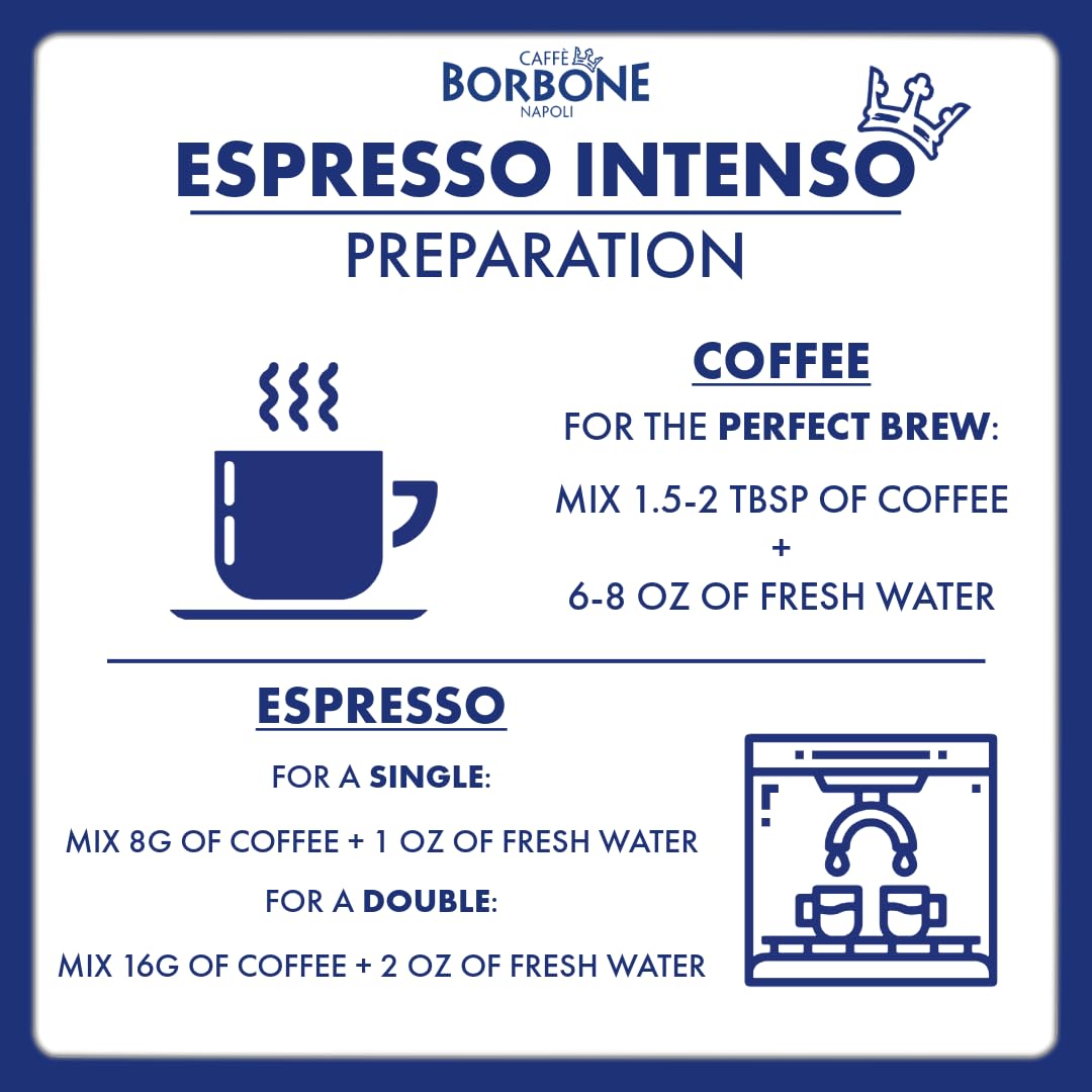 Caffe Borbone Whole Bean Coffee, Medium Roast Robusta Blend, Espresso Intenso, Strong and Creamy Italian Coffee, 2.2 lb Bag