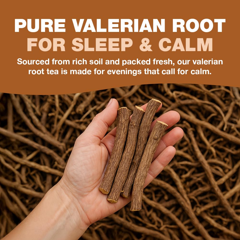 HANDPICK, Valerian Root Tea Bags (Valeriana) 50 Count | Non-GMO, Caffeine Free, Real Ingredients | Earthy/Woody Herbal Tea Bags | Round Eco-conscious Teabags