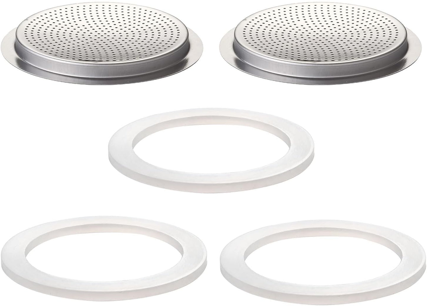 2 Pcs Filter with 3 Pcs Silicone Gasket Seals for 9 Cup 12 Cup Stovetop Espresso Coffee Maker Replacement Parts for Big Tummy and Straight Stainless Steel Moka Pot