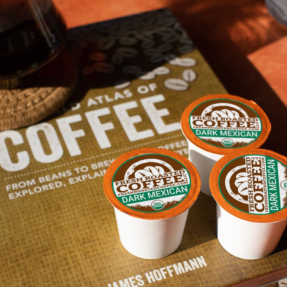 Fresh Roasted Coffee, Organic Dark Mexican | Mold & Myco 3rd Party Tested, USDA Organic, Kosher | Dark Roast 24 Pods for K Cup Brewers