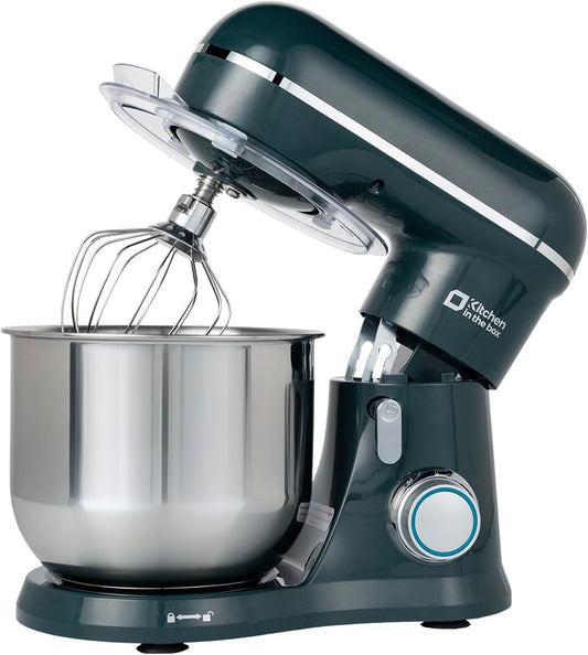 Kitchen in the Box Stand Mixer, 3.5 QT Small Electric Kitchen Mixer, 10-Speed Portable Lightweight Food Mixer with Stainless Steel Bowl, Egg Whisk, Dough Hook, Beater (Dark Green)