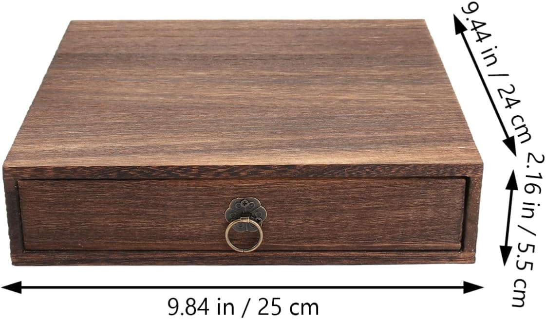 Zerodeko Wooden Tea Box Drawer, Vintage Tea Storage Box Holder, Coffee Sugar Bag Container for Home Office Packet Accessories