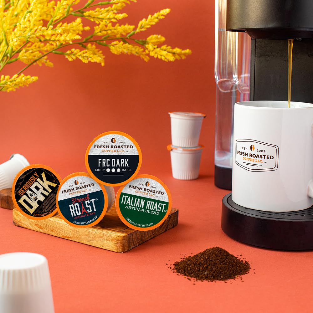 Fresh Roasted Coffee, Dark Roast Blend Variety Pack, K-Cup Compatible, 96 Count