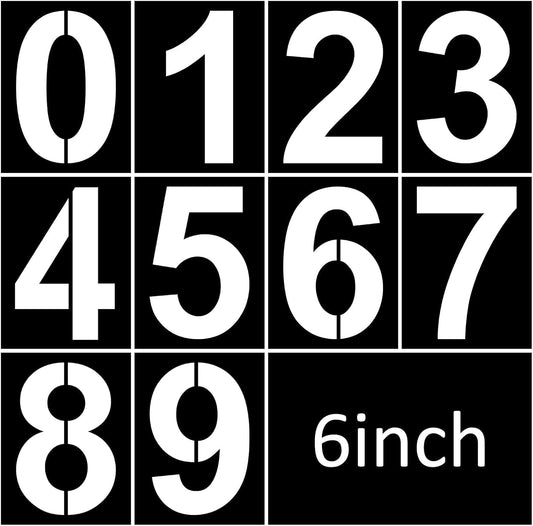 6 Inch Plastic Number Stencils - Reusable Digital Templates for Cake, Address, Painting