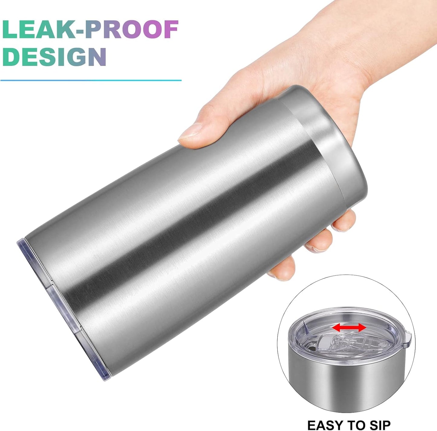 VEGOND 20oz Tumbler with Lid and Straw Stainless Steel Tumbler Cup Vacuum Insulated Double Wall Travel Coffee Mug Powder Coated Coffee Cup(Stainless 1 Pack)