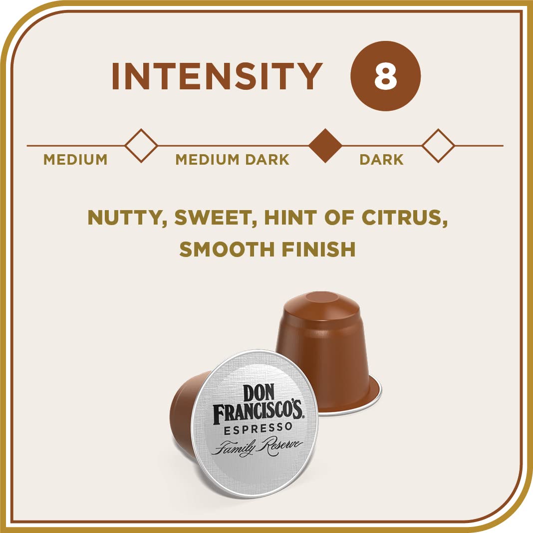 Don Francisco's Old Havana Espresso Pods: 40 Recyclable Aluminum Capsules, Intensity 8 Medium Dark Roast, Nespresso Original Line Compatible - Bold Cuban-Style coffee with Nutty Notes