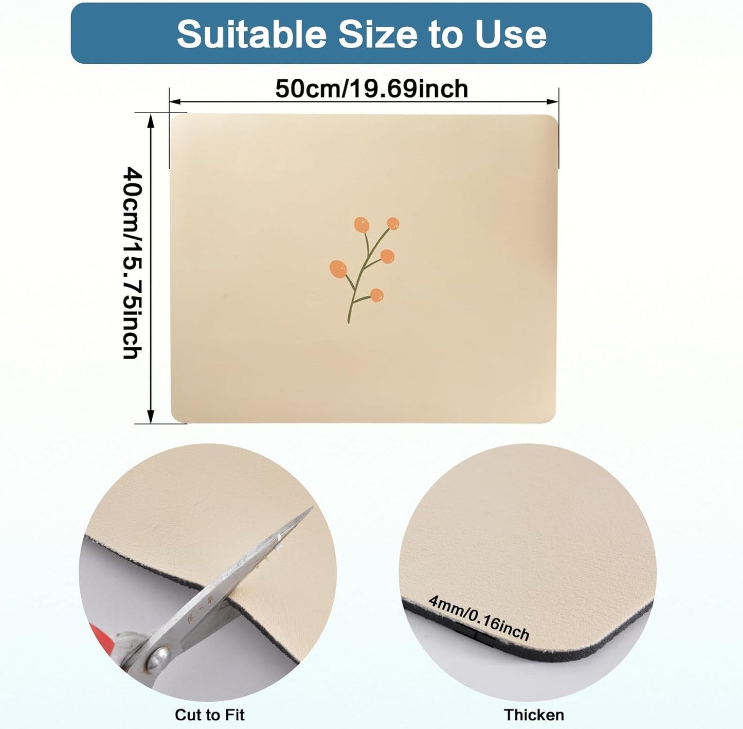 Cream Dish Drying Mat 16''x19'', Absorbent Anti Spill Bar Mat for Kitchen Counter, Fits Under Coffee Maker & Espresso Machine