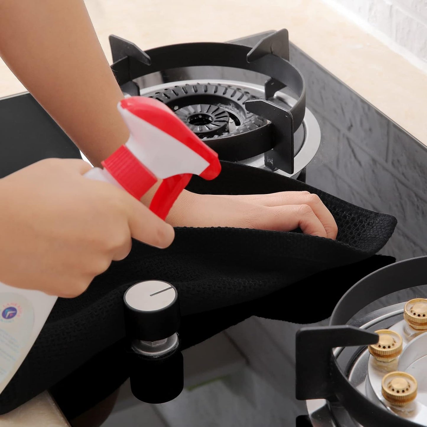 Homaxy 100% Cotton Waffle Weave Kitchen Dish Towels, Ultra Soft Absorbent Quick Drying Cleaning Towel, 13 x 28 Inches, 4-Pack, Black