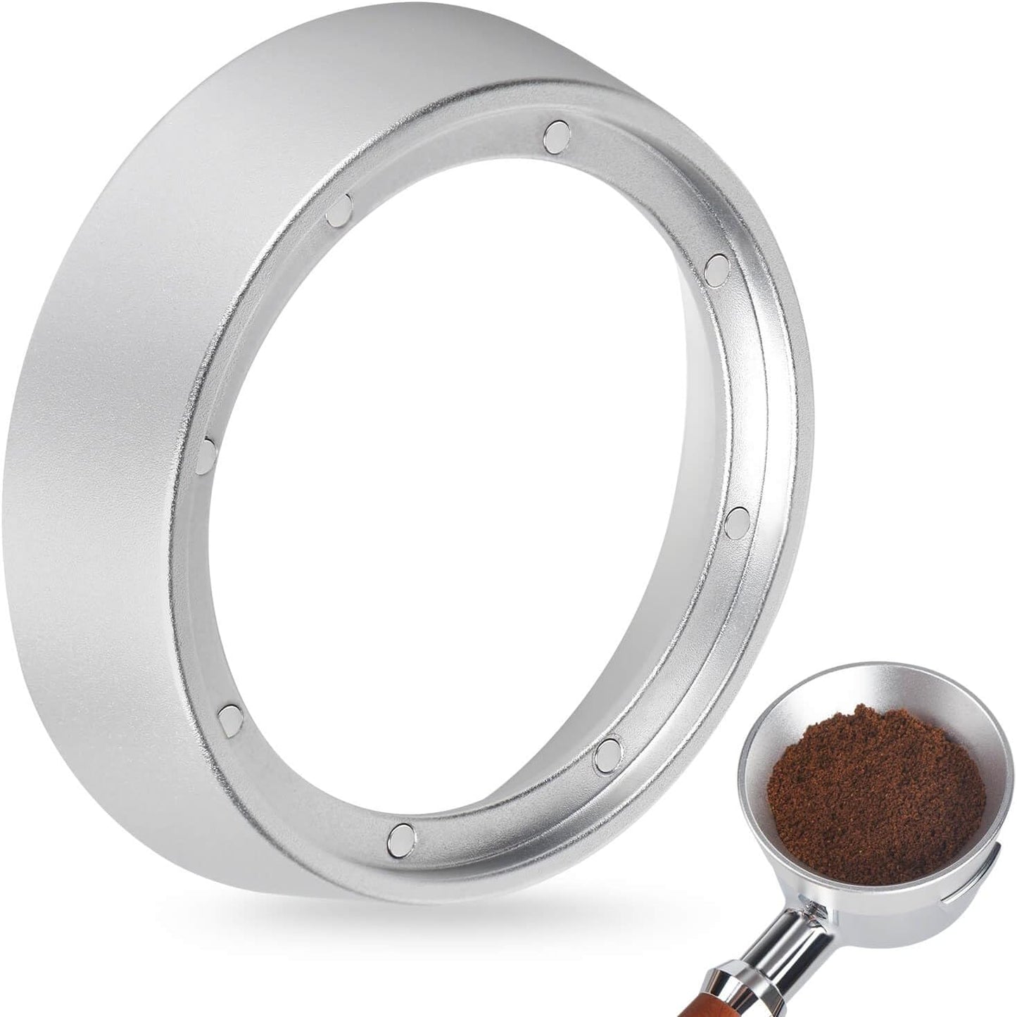 Aluminum Espresso Portafilter Funnel, 51mm Dosing Funnel with Magnetic