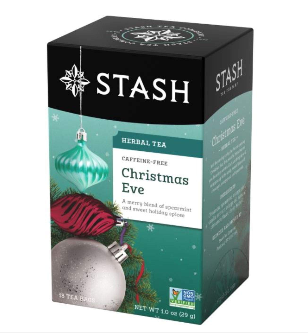 Stash Tea Christmas Eve Herbal Tea - Naturally Caffeine Free, Non-GMO Project Verified Premium Tea with No Artificial Ingredients, 18 Count (Pack of 6) - 108 Bags Total