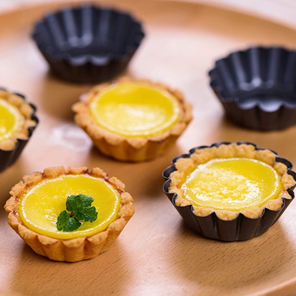 12 Packs Egg Tart Mold, Upgrade Bigger Size 3 x 0.9inch, Cupcake Cake Muffin Mold Tin Pan Baking Tool, Carbon Steel