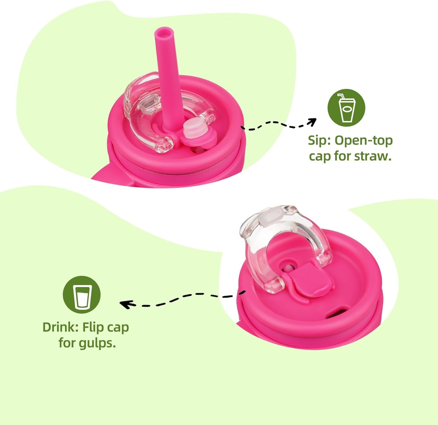 14 oz Tumbler with Side Handle, Insulated Water Bottle with Straw and 2 in 1 Lid, Stainless Steel Cup Travel Coffee Mug for Sports Office Gym,Fuchsia