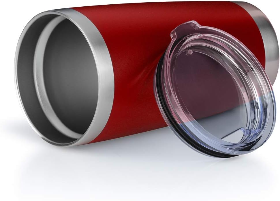 20oz Tumbler Bulk Stainless Steel Vacuum Insulated Tumblers with Lid Double Wall Travel Mug, Durable Powder Coated Coffee Cup, Suitable for Ice Drinks and Hot Beverage (Red 12pack)