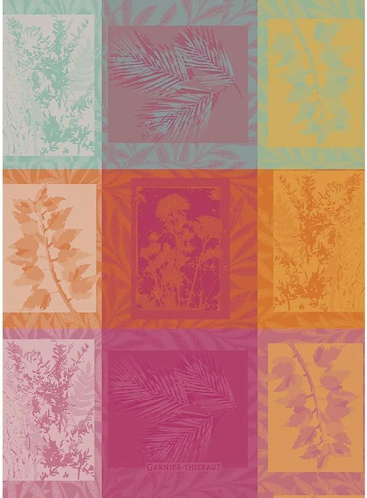 Garnier Thiebaut Mille Vegetaux Arc En Ciel (A Thousand Rainbow Plants) French Kitchen Towel 22"x30", Cotton, Jacquard