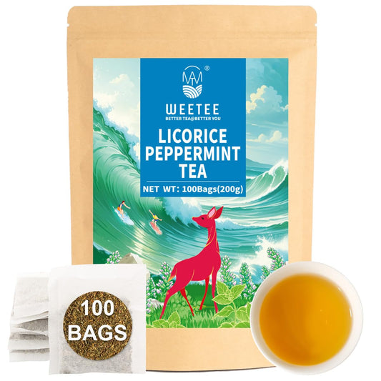 WT WEETEE Licorice Mint Tea Bags 100 Counts, Made 100% Natural & Pure Peppermint & Licorice Root, Naturally Caffeine-free, Sweet & Refreshing
