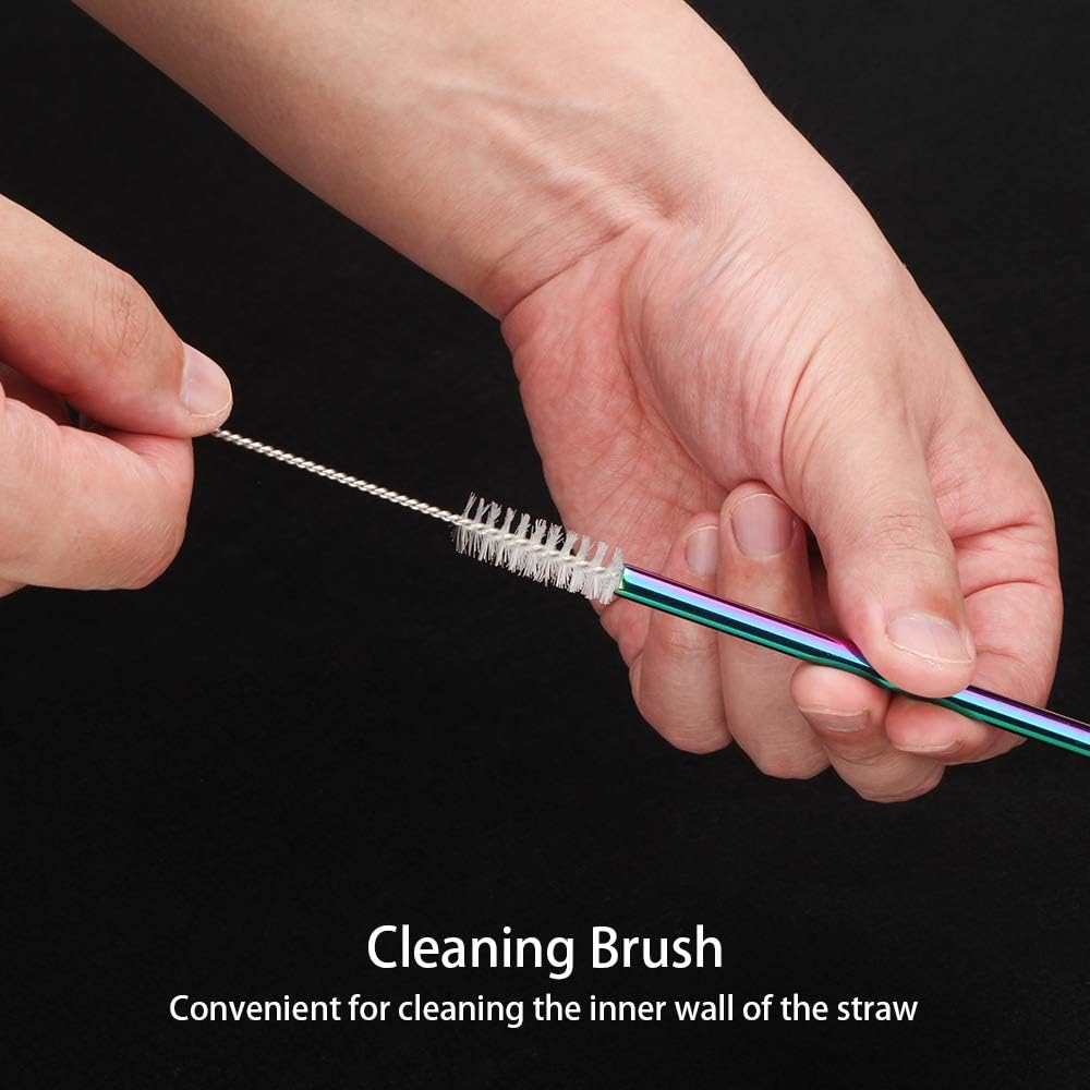 [24 PCS] Value Pack Reusable Stainless Steel Straws in Bulk Extra Long 10.4 inch Colorful,Tomorotec Metal Straw Sets with Cleaning Brushes,12 Straight 12 Bent For Tumblers Beverage Drink Cocktail