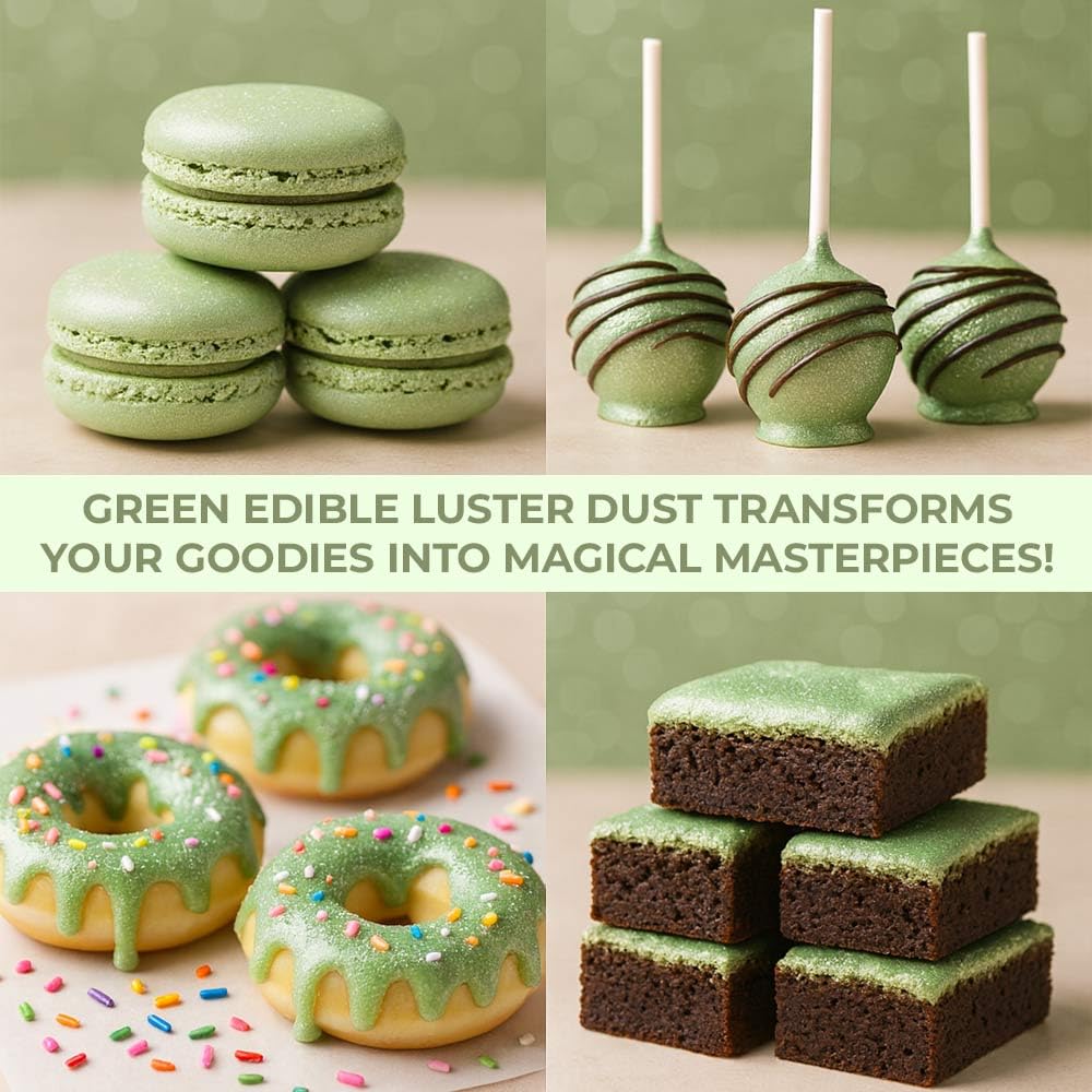 Bulk (20g) Luster Dust Edible Cake Decorations, Edible Luster Dust for Cakes, Light Green Edible Luster Dust for Cupcake Decorations, Cake Drip, Edible Paint, Light Green Edible Shimmer Dust for Drinks