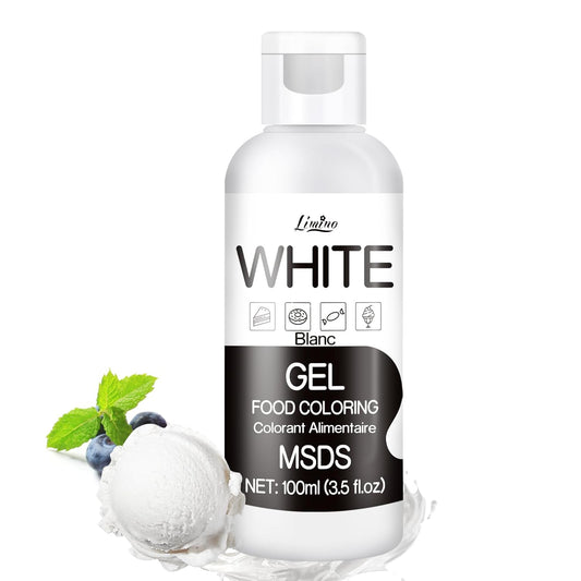 Gel Food Coloring - 4.5oz Vivid Food Coloring Gel for Baking, Cake Decorating, Cookie, Fondant, Macaron - Tasteless Concentrated Edible Food Color Dye for Icing, Slime, Drinks, DIY Crafts (White)