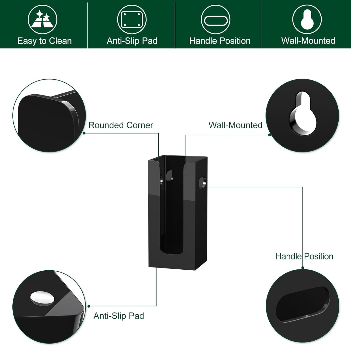 Disposable Coffee Cup Dispenser with Handles, Countertop or Wall Mount Hot/Cold Drink Cup and Lid Holder - Bathroom/Kitchen/Office Acrylic Cup Lid Storage Organizer (1 Compartment, Black)