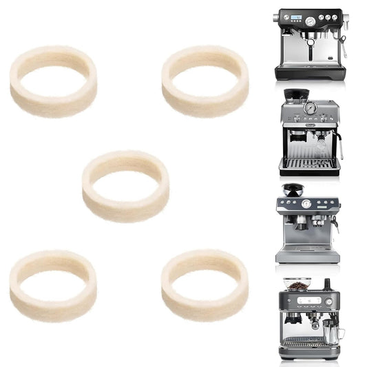 5pcs Felt Washer Replacement Compatible with Breville Espresso Machine Grinders, Wool Ring Gasket Espresso Machine Accessories for BES870 BES878 BES880 BES980 BES990 BCG600 BCG820 Models