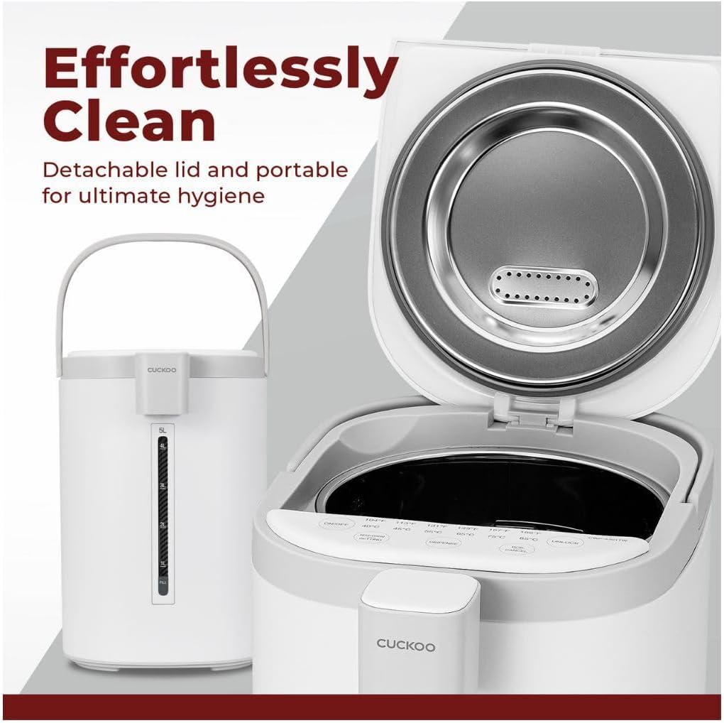 CUCKOO CWP-A501TW 5-Liter Hot Water Dispenser & Warmer with 4 Operating Modes, Chlorine Evaporation, Child Lock Function (White/Gray)
