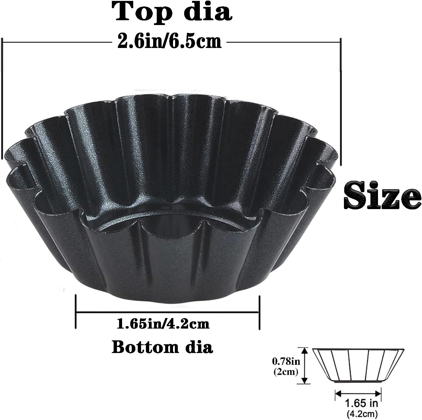 Egg Tart Molds 12PCS Tart Pan 2.6inch, Mini Carbon Steel Non Stick Tart Pans, Tart Molds For Baking (2.6 inch)