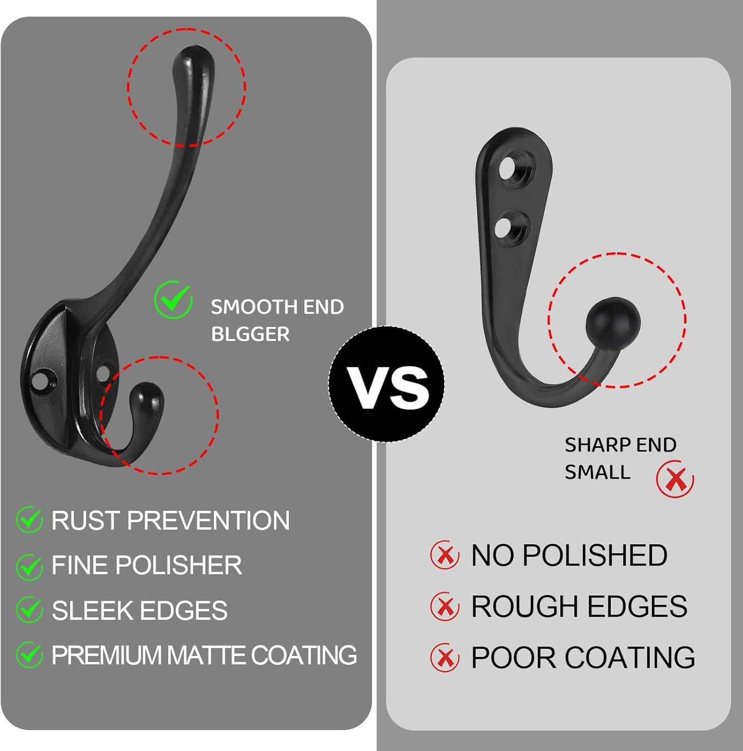 Wall Hooks for Hanging, 20-Pcs Heavy Duty Metal Coat Hooks, for Living Room, Bathroom, Kitchen, Bedroom for Coats, Towel, Hat, Key, Closet, Bag (Black)