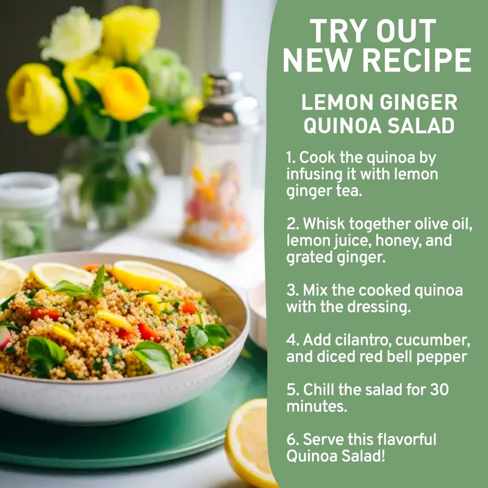 HANDPICK, Lemon Ginger Herbal Tea - 100 Pyramid Tea Bags | 100% Natural Ingredients, Tasty & Citrusy Hand-made Blend of Lemon & Ginger | Caffeine Free, Gluten Free | No Artificial Ingredients