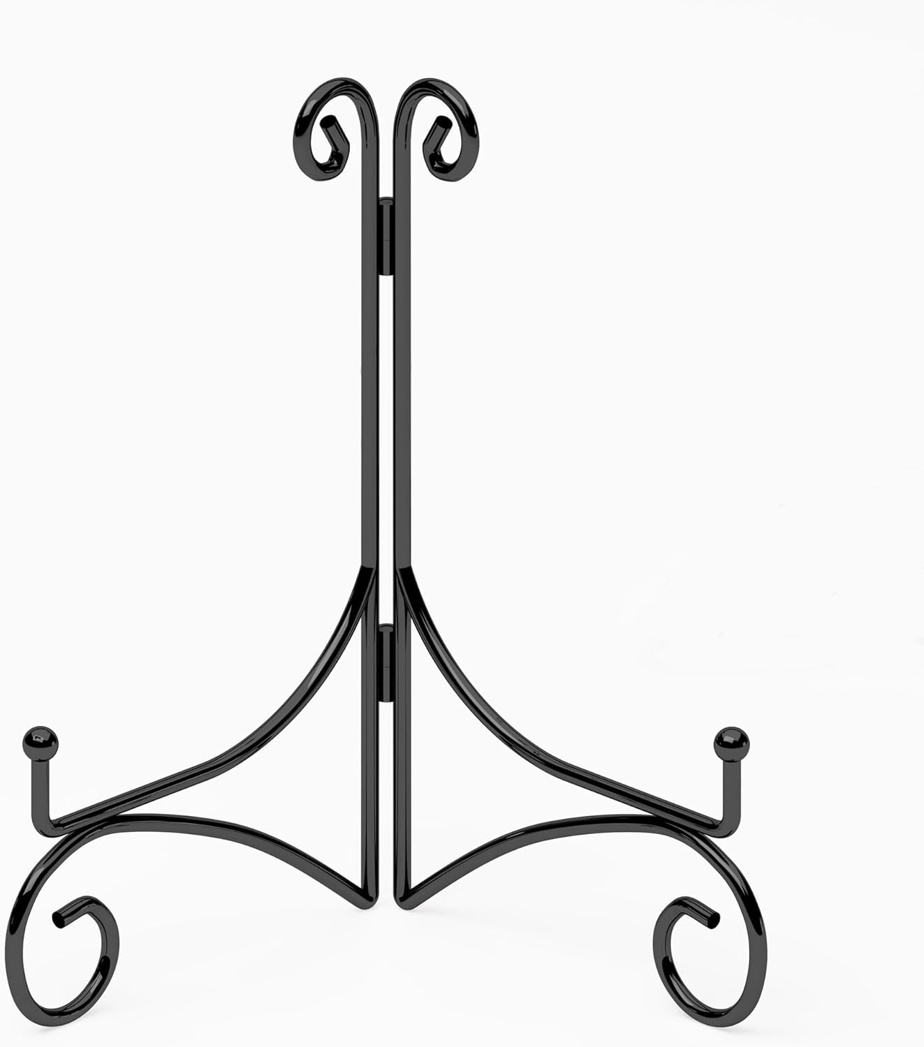 10 Inch Display Plate Holder with Folding Design, Metal Table Stand for Home Decoration, Picture Easel, Photo Frame Stand - Black