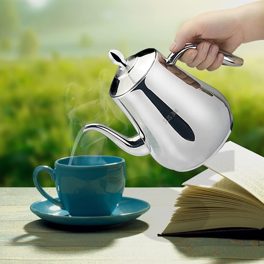SANQIAHOME Stainless Steel Teapot with Infuser Silver 58Oz