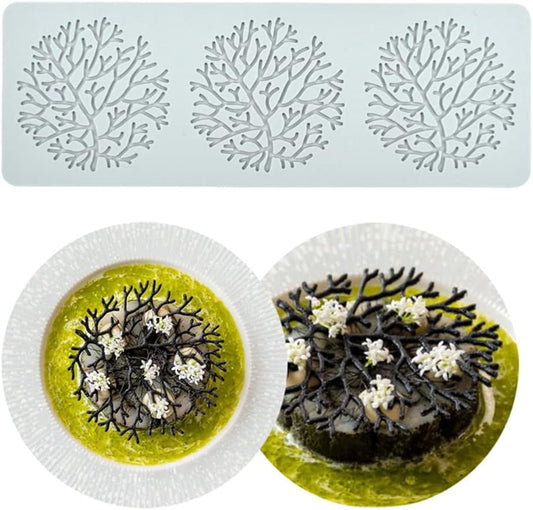 Silicone Lace Mold, Wedding Cake Lace Mat, Coral Cake Decorating Mold Flower Fondant Impression Mats for Edible Lace Fondant Mold, Sugar-Lace Cupcake Mat Tools (B_10.6x5.4x0.12inch)