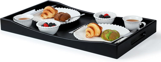 GOBAM Bamboo Extra Large Ottoman Tray, 26 x 15 inches - Wooden Tray for Dining Table & Parties, Serving Tray with Handles for Food, Cheese, Snacks, Tea, Coffee & Wine