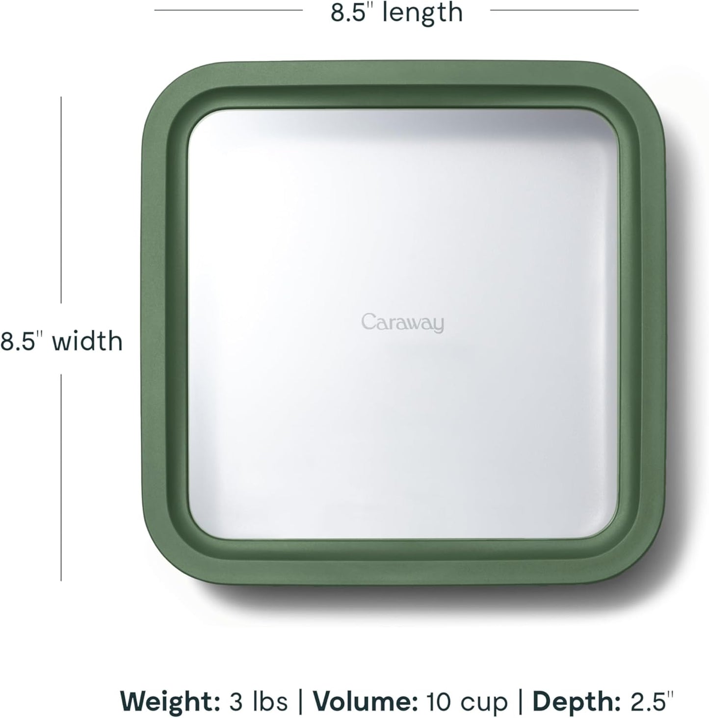 Caraway 6pc Glass Food Storage Set – 10 Cup Food Containers (6) - Ceramic Coated - Non Toxic, Non Stick with Lids - Microwave Safe - Sage