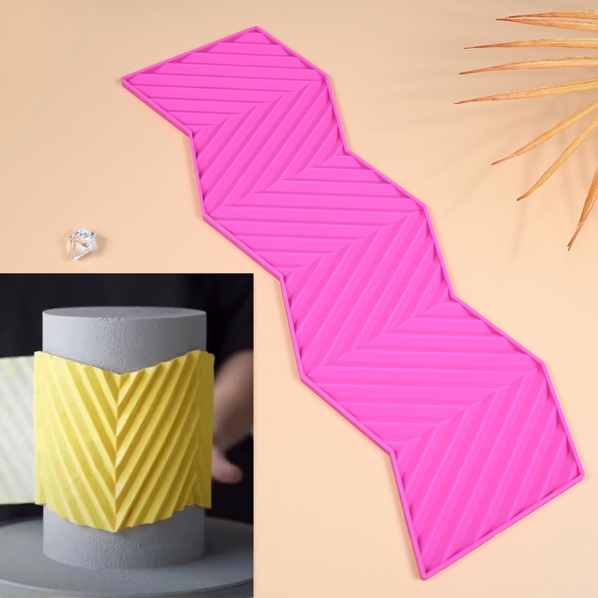 TUKE 3D Diagonal Stripes Design Lace Mat Silicone Mold Silicone Lace Mold Sugar Craft Cake Brim Decoration Tool (L_ Diagonal Stripes)