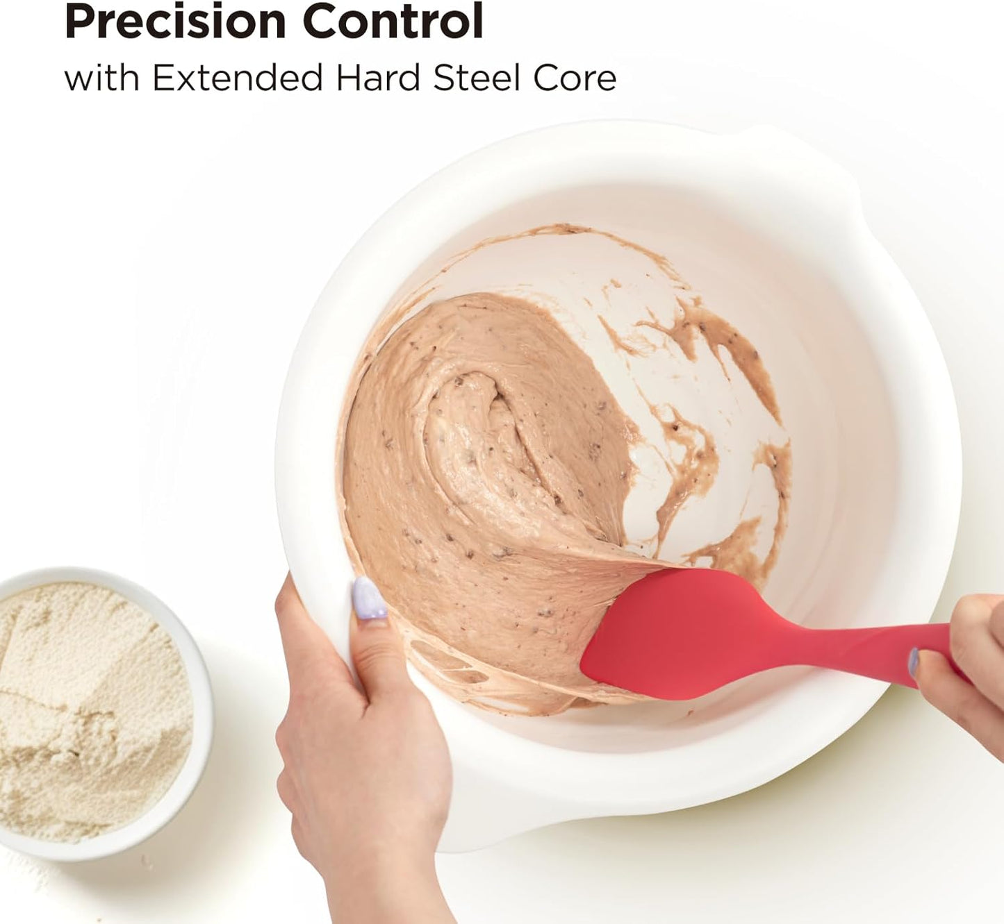 Kitchen Mama WaltzGrip Platinum Silicone Scraping Spatula: Heat Resistant, Seamless, Non Stick for Frying Pan Cookware, Safe, Flexible Bowl Scraper - Ideal for Mixing, Baking, Stirring (Red)