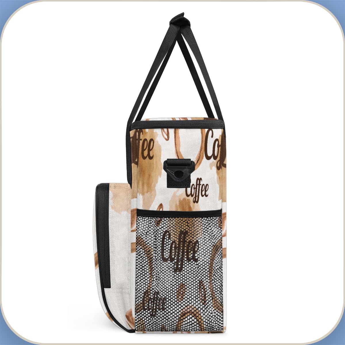 Watercolor Coffee Coffee Maker Carring Bag Coffee Beans Travel Carrying Storage Tote Bag Compatible with Keurig K-Mini or K-Mini Plus Portable Single Serve Coffee Brewer Case with Pockets for K-cup Pods