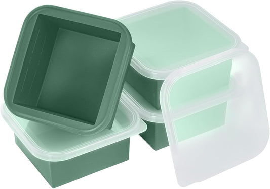 2-Cup Silicone Freezer Trays with Lids – Perfect for Meal Prep, Portion Control, and Easy Freezing-Meal Prep Container Molds for Soup,Leftovers (Green, 4 pack)