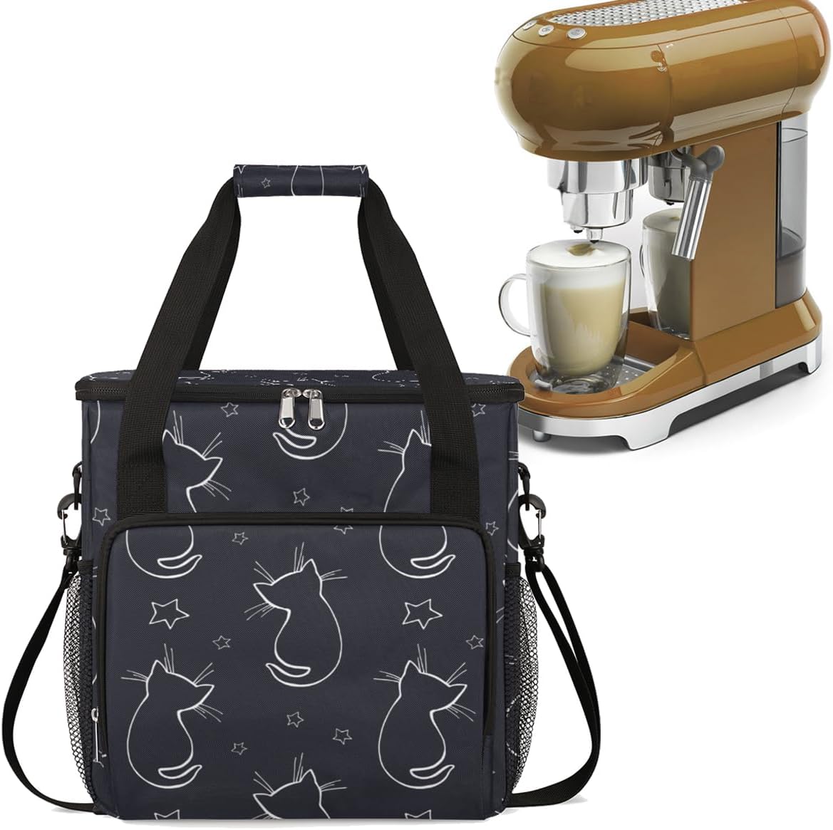 cfpolar Coffee Maker Storage Bag, Waterproof Travel Carrying Storage Tote Bag Organizer Case, Compatible with K-Mini or K-Mini Plus, And Suitable for Other Accessories， With Pockets for K-Cup Pods