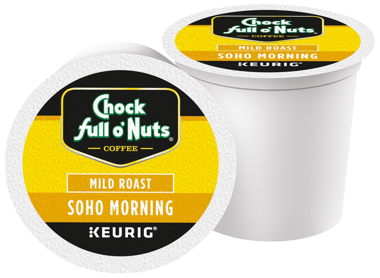 Chock Full o'Nuts Soho Morning Coffee, Mild Roast, Compatible with K-Cup Pods, 12 CT (Pack of 4)