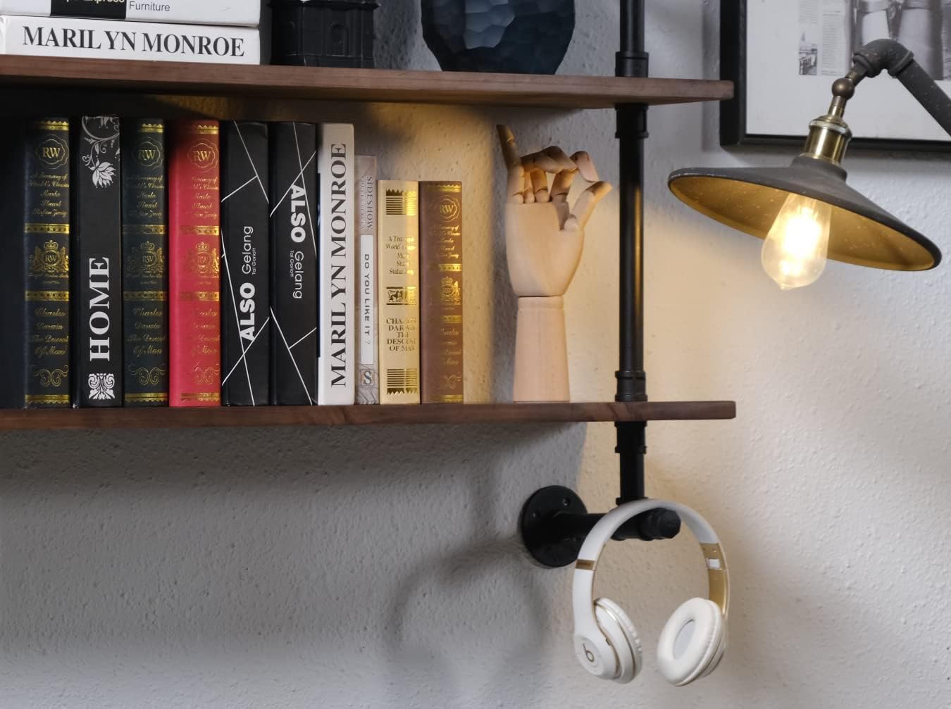 Industrial Pipe Wall Shelves Pipe Shelving with Real Wood Plank,48 Inches Floating Shelves for Wall Farmhouse Pipe Book Shelves Dark Brown 4 Tier for Kitchen,Living Room Decor and Bar Shelving