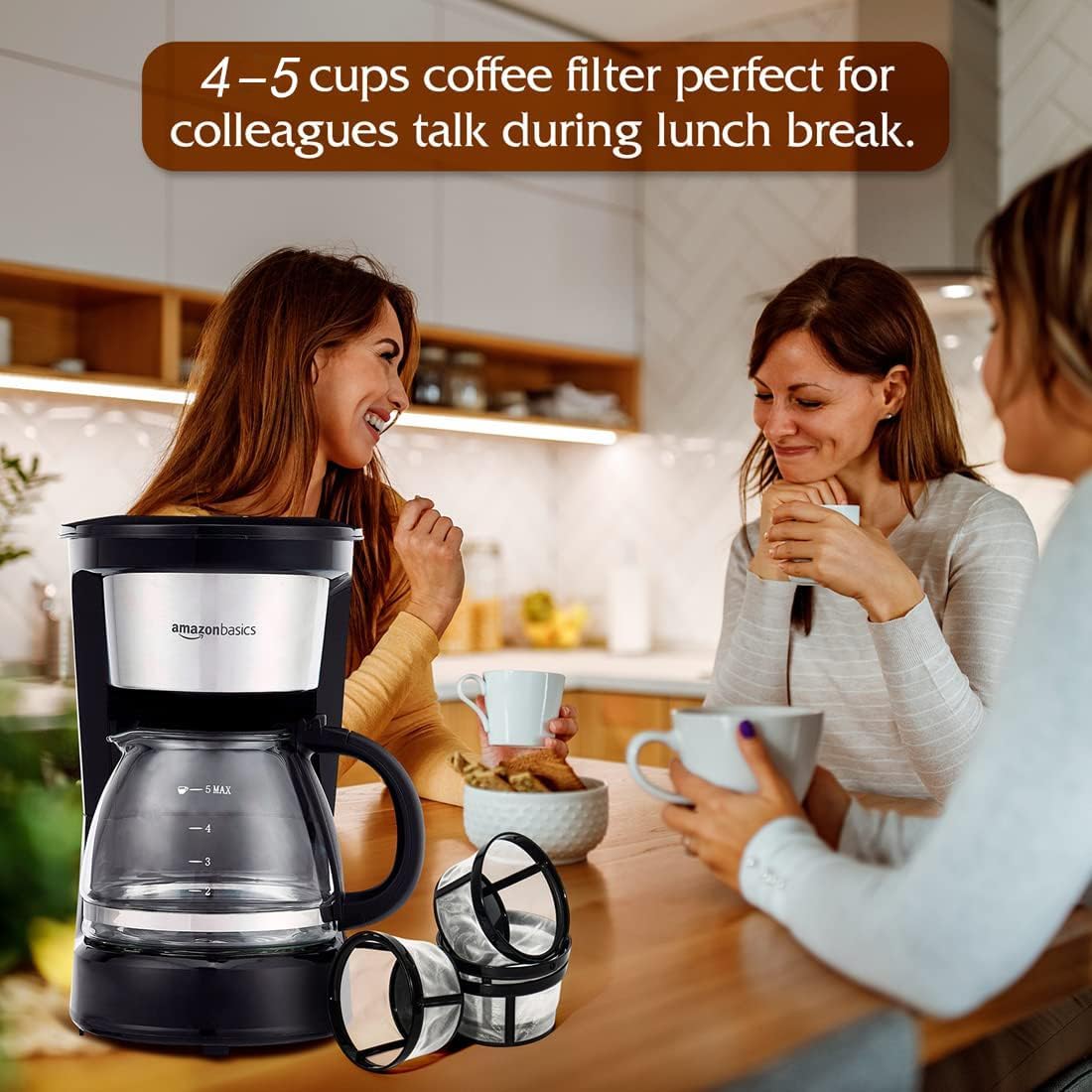 Replacement 4 Packs Reusable Coffee Filters For Mr. Coffee 4-5 Cup Drip Coffeemakers-Nylon Mesh With Handle