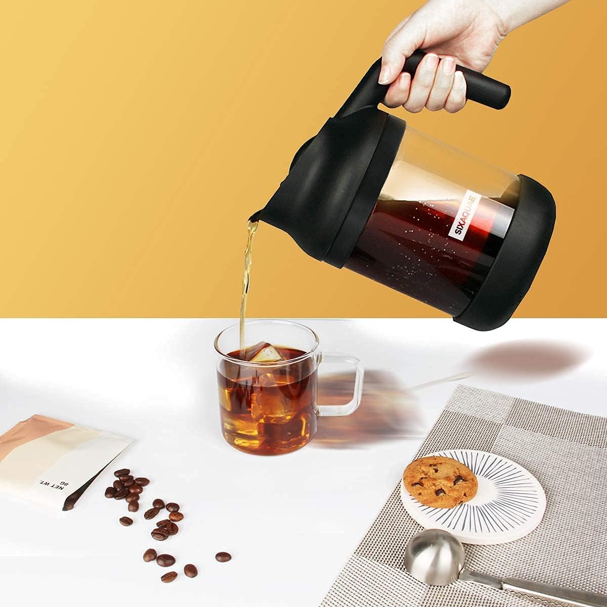 Cold Brew Coffee Maker Stainless Steel Strainer Large,Durable Iced Coffee Maker Cold Brew Pitcher,Dishwasher Safe 38 Oz Iced Tea Maker